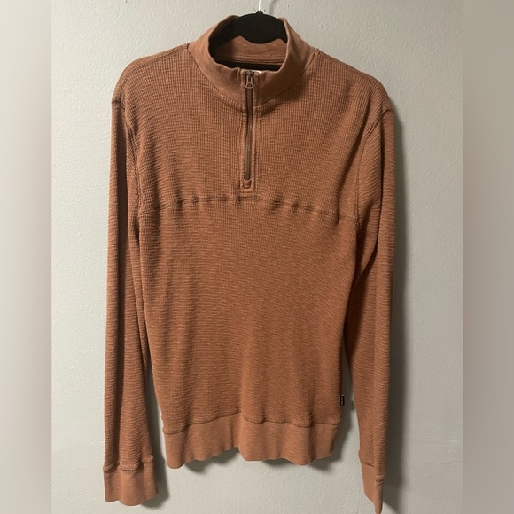 Lucky Brand Garment Dye Thermal Mock Half Zip in Brown. Size Medium - Picture 5 of 11